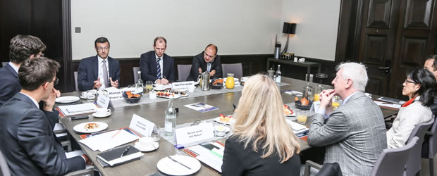 Clockwise from left: Hugo Coelho, Chris Cundy, Atanas Christev, Iain Forrester, Gareth Collard, Meirion Board, Vicky Kubitscheck, Bruce Porteous, Miriam Arntz