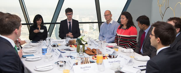 Clockwise from bottom left: Rob Vetch, James Kenny, Derek Williams, Achilles Sofroniou, Anisha Gangwani, Chris Cundy, Gareth Quantrill, Alexandra Martinez, Samit Shah, Chris Jones, Hugo Coelho